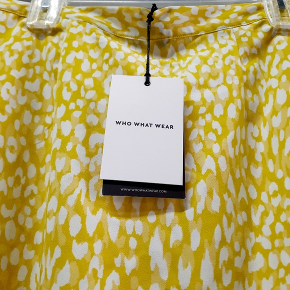 Who What Wear Citrus Leopard Print Skirt Women's Size Large Yellow Tiered - Picture 6 of 10